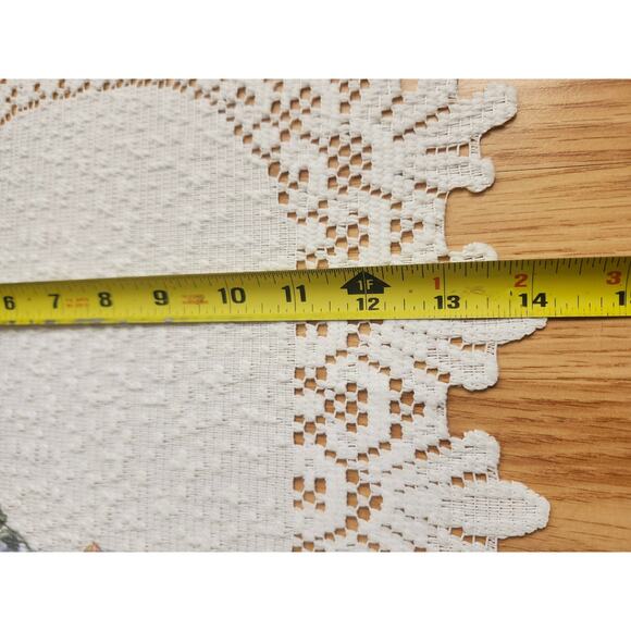 Lace Table Runner Birdhouses Spring Cottage 36.5x14 White Doily Decor Coquette - Picture 4 of 8